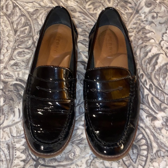 Sperry Black Glossy Women's Loafers - Picture 1 of 7